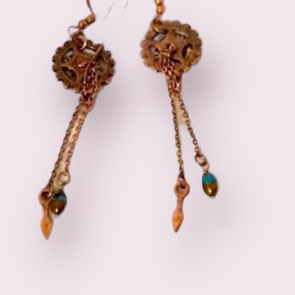 Artisan Copper Steampunk Eclectic Earrings - Picture 6 of 11
